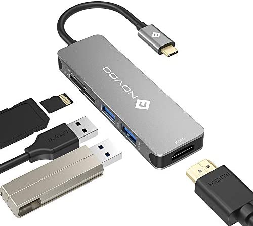 NOVOO Hub USB C HDMI, USB-C vers HDMI 4K, Lecteur de Carte SD & Micro SD, 2 x USB 3.0, Adaptateur USB C en Aluminium pour MacBook Pro, New MacBook, ChromeBook Pixel, Matebook PC Tablette Type-C Fiche Technique et Prix au Maroc