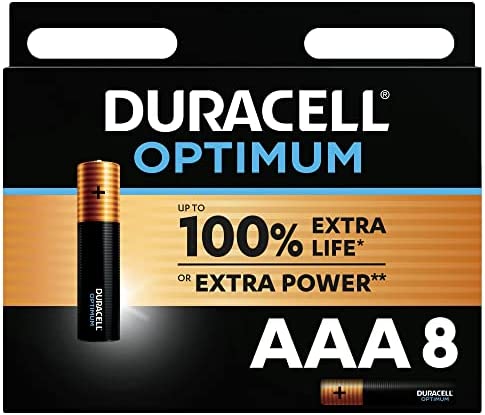 Duracell - Piles alcalines AAA Optimum, 1.5 V LR03 MX2400, paquet de 8 Fiche Technique et Prix au Maroc