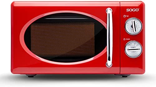 SOGO HOR-SS-890 Micro-ondes de style rétro vintage avec capacité de 20 litres, 5 puissances, 700 watts, couleur rouge Fiche Technique et Prix au Maroc