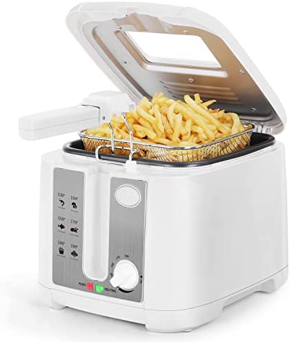 Aigostar Indra 30HEX - Friteuse 100% sans BPA avec grande fenêtre de vue, thermostat réglable et indicateurs lumineux. Couleur blanche, 1650W, capacité de 2,5L Fiche Technique et Prix au Maroc