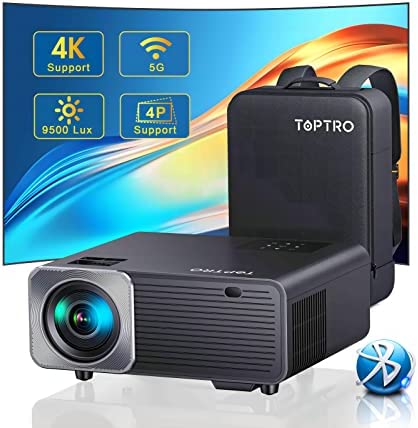 Vidéoprojecteur 5G WiFi Bluetooth, 9500 Lumens TOPTRO Projecteur 4K Supporté Correction 4P/4D, Rétroprojecteur Home Cinéma Full HD 1080P Compatible PPT Via USB, Zoom 50% Fiche Technique et Prix au Maroc