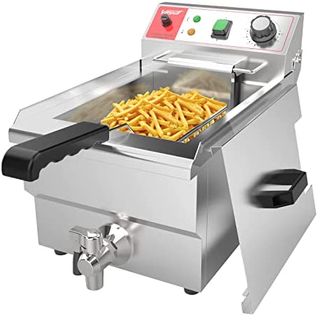 Valgus Friteuse électrique commerciale en acier inoxydable 3000W 10L Friteuse de cuisine de grande capacité avec panier et couvercle, système de vidange Fiche Technique et Prix au Maroc