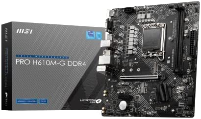 MSI Pro H610M-G DDR4 Carte Mère, Micro-ATX - pour Processeurs Intel Core 12è Gén, LGA 1700-2 x DIMM (3200MHz), 1 x Slot PCIe 4.0 x16, 1 x M.2 Gen3, LAN Intel 1G, HDMI 2.1, DP 1.4 & VGA Fiche Technique et Prix au Maroc