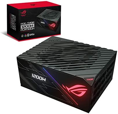 ASUS ROG Thor 1200W Platinum Bloc d’alimentation (radiateurs ROG, ventilateurs axiaux à double roulement à billes, technologie 0dB, 80 plus Platinum, câbles modulables, Garantie 10 ans) Fiche Technique et Prix au Maroc