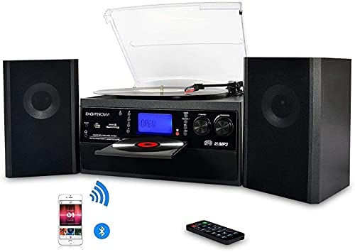 Platine Vinyle Bluetooth USB mp3 et Fonction Encodage Classique Lecteur CD avec CD Cassette Radio 33/45/78 RPM avec Deux Haut-parleurs externes Fiche Technique et Prix au Maroc