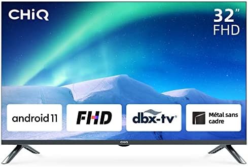 CHIQ H8C 32Pouces(80cm) FHD TV Metal Frame, LED Smart TV, HDR,Chromecast, WiFi, Netflix/Prime Video/Google Assistant, Triple Tuner, Android 11 Fiche Technique et Prix au Maroc