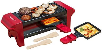 Bestron Mini Gril raclette, Pour 1 à 2 personnes, Revêtement anti-adhésif, 350 W, Rouge/Noir Fiche Technique et Prix au Maroc
