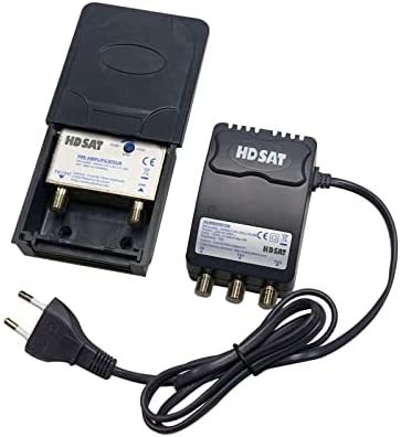 HDSAT Kit Preamplificateur de Mat 5G TNT UHF + Alim 12V 2 Sorties - Gain 38dB Réglable - Amplificateur Antenne TV TNT Rateau Fiche Technique et Prix au Maroc