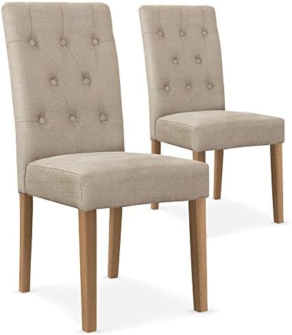 Menzzo Lot de 2 chaises Cecil Tissu Beige Fiche Technique et Prix au Maroc