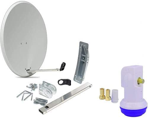 KIT Satellite Complet en Aluminium - 60/65cm Miroir/Disque Anthracite Single LNB - pour 1 récepteur/TV [Dernière Technologie - DVB-S/S2, Full HD, 4K/UHD, 3D]. Fiche Technique et Prix au Maroc