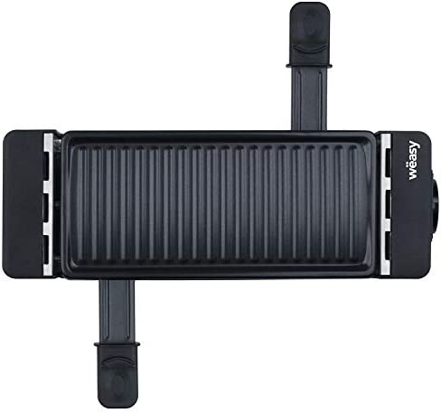 Wëasy Personnes Multifonction TIK12 Noir, Duo Raclette 2 en 1 Fromage fondu et Grill, Antiadhésif, Connectable avec TAK12 et jusqu'à 4 appareils, 2 poëlons et 2 spatules en Bois Fiche Technique et Prix au Maroc