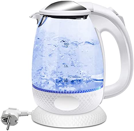 EXTRASTAR 2200W Bouilloire électrique en cristal 1.7L En Avec Illumination LED丨Filtre à eau inclus丨sans BPA丨Fonction de Maintien au Chaud Fiche Technique et Prix au Maroc