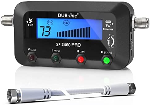Dur-Line SF 2460 Pro - Pointeur Satellite - Appareil de Mesure précis pour orienter Votre Parabole - Sondeur Satellite avec câble F, Signal sonore, écran LCD, Astra, Hotbird Fiche Technique et Prix au Maroc