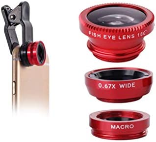 Solustre Lot de 2 verres universels 3 en 1 pour téléphone portable, objectif macro objectif grand angle avec clip pour téléphone Moblie (objectif rouge avec clip noir) Fiche Technique et Prix au Maroc