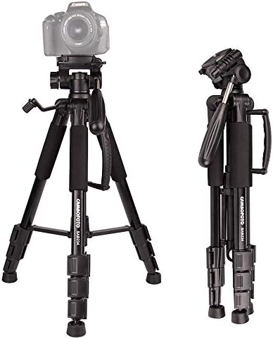 CAMBOFOTO Trépied Caméra-140cm Trépied pour Appareil Photo, Trépied Portable avec Un Sac de Transport, Compatible avec Cannon, Nikon, Sony(Noir) Fiche Technique et Prix au Maroc