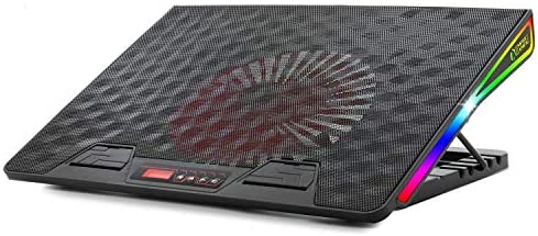 EMPIRE GAMING - Airboost Refroidisseur PC Ordinateur Portable Gamer - 1 Ventilateur 18 cm - Contrôleur LCD - 5 Hauteurs Réglables - Support ventiles 12 à 17’’ - Rétroéclairage LED RGB - 2 Ports USB Fiche Technique et Prix au Maroc