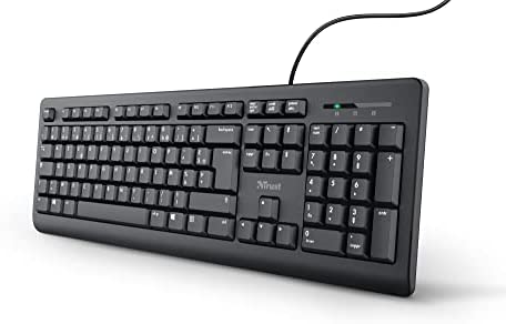 Trust Taro Clavier Filaire AZERTY Français, Résistant aux Éclaboussures, Silencieux, Câble USB de 1.8 m, Touches Plates, Clavier PC, Portable, Ordinateur, Windows, Mac OS - Noir Fiche Technique et Prix au Maroc