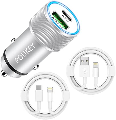 Chargeur Voiture USB C iPhone[Certifié Apple MFi],38W PD&QC3.0 Adaptateur Chargeur Allume Cigare USB C Rapide,Prise Chargeur Voiture iPhone & 2x Câble pour iPhone 14 13 12 11 Pro Max/Plus/XS/XR/X/8/SE Fiche Technique et Prix au Maroc