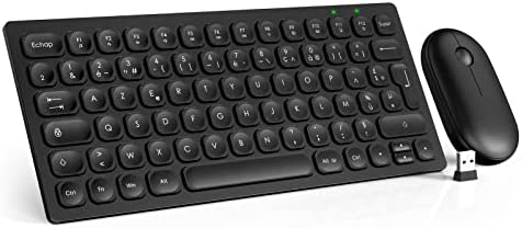 Mini Clavier Souris sans Fil, 2,4GHz Ultra-Mince Portable Clavier sans Fil avec 12 Touches de Fonction, Silencieux Souris avec 1600DPI, Français AZERTY, pour Windows, Mac, Chrome OS, PC, Laptop-Noir Fiche Technique et Prix au Maroc