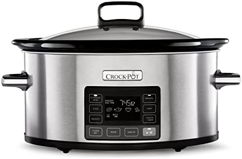 Mijoteuse programmable TimeSelect Crockpot | Planification du repas et affichage numérique programmable | 5,6L (7 + personnes) | Réglage maintien au chaud | acier inoxydable [CSC066X] Fiche Technique et Prix au Maroc