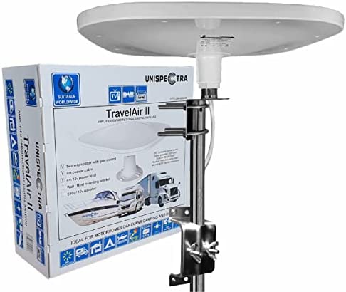 TRAVELAIR-II Amplifiée numérique omnidirectionnelle d'antenne TV HD de Gain Haut 32dB TNT DVB-T2 FM Dab. 12-24V ou 240V idéal pour Poids Lourd Camion Caravane Bateau ou Camping Fiche Technique et Prix au Maroc