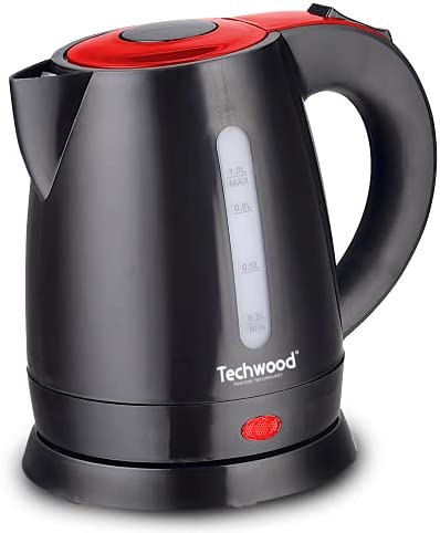 Bouilloire Électrique 1L Techwood Noir/Rouge TB-1035 Fiche Technique et Prix au Maroc