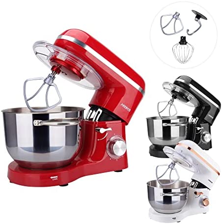 Arebos Robot Pâtissier Professionnel 1500W | Rouge | Robot de Cuisine Multifonction avec Fouet, Batteur, Crochet | Bol d'Acier Inoxydable 6 Litres | 6 Vitesses | Fonction Pulse Fiche Technique et Prix au Maroc
