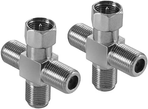 Poppstar - 2X Adaptateur répartiteur croisé(3X Prise F-Femelle vers 1x fiche F-Mâle (avec écrou 6 pans)) séparateur d'antenne pour câble coaxial, câble d'antenne Satellite et TV, Argent Fiche Technique et Prix au Maroc