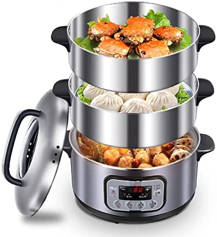 Xwwdp Cuiseur vapeur électrique 3 couches en acier inoxydable multifonction Fiche Technique et Prix au Maroc