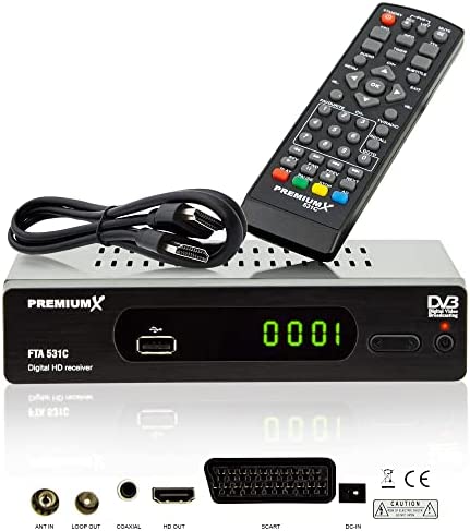 PremiumX Récepteur de câble DVB-C FTA 531C Digital FullHD SCART HDMI USB récepteur TV par câble Fiche Technique et Prix au Maroc