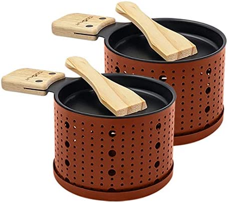 COOKUT - Lumi - Une raclette à la Bougie - Faites Fondre Votre Fromage en 3 Minutes - A Table, Devant la télé ou même en Pique Nique - Spatule Bois inclues - sans électricité - Pack de 2 - Terra Cotta Fiche Technique et Prix au Maroc