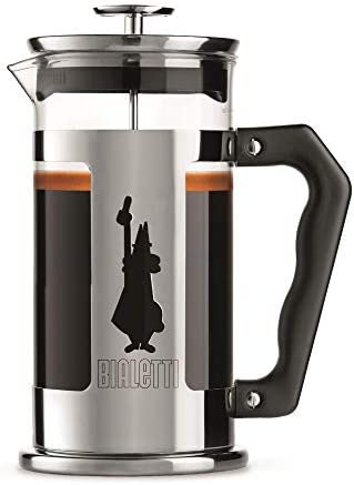 Presse à café Bialetti Preziosa, Filtre presse française pour café ou thé, Corps en acier inoxydable et récipient en verre borosilicaté, Va au lave-vaisselle, 1 litre, 8 Tasses Fiche Technique et Prix au Maroc