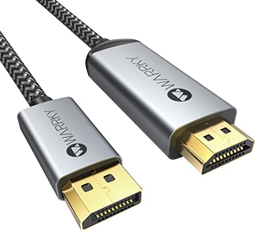 WARRKY 4K Câble DisplayPort vers HDMI, Display Port HDMI (2K 60Hz, 1080P 120Hz), DP vers HDMI Cable Adaptateur en Nylon Tressé Compatible avec Ordinateur, AMD, Lenovo, HP, Dell et Autres - 1.8m Fiche Technique et Prix au Maroc