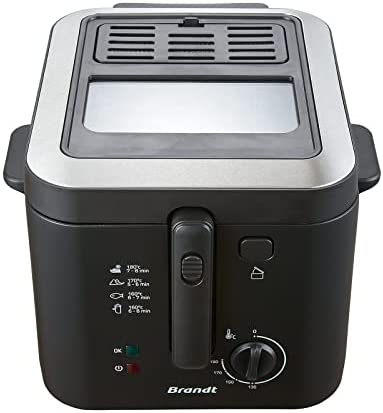 Brandt FRI25X2 - Friteuse - Jusqu'à 1kg de frites - Minuteur 30 min - Filtre anti-odeur - Thermostat réglable de 130° à 190° - 2,5L - 1600W - Acier inoxydable Fiche Technique et Prix au Maroc