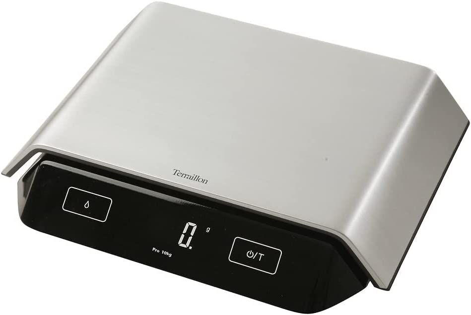 TERRAILLON Balance de Cuisine Professionelle - Tare, Conversions Liquides, Revêtement Anti-Poussière, Portée 10 kg - Modèle 'Supreme' Argent/Noir Fiche Technique et Prix au Maroc