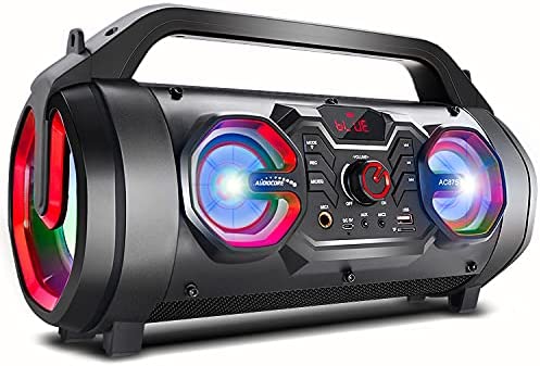 Audiocore AC875 Bazooka Enceinte Bluetooth Portable Boombox 30W (20W + 5Wx2) IPX4 Étanche aux éclaboussures/Radio/microSD/Aux-in/USB/Éclairage/Port Microphone Fiche Technique et Prix au Maroc