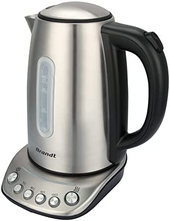 BRANDT BO1202B – Bouilloire électrique 360° – Capacité 1,7L - 5 températures préenregistrées – Boutons rétroéclairés – Enrouleur de cable – Puissance 2200W – Inox Fiche Technique et Prix au Maroc