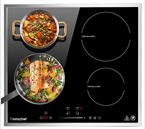 AMZCHEF plaque de cuisson induction - plaques induction 4 feux avec 9 niveaux de réglage - 42dB - fonction booster, 7000W Plaque à induction fonction booster, minuterie et verrouillage de sécurité Fiche Technique et Prix au Maroc