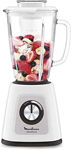 Moulinex Blendforce Cristal - Mixeur 3 vitesses à 4 Lames avec Fonction Glace Pilée et Carafe en Verre Thermorésistant Facile à Nettoyer - 800 W, 1,75 L (réf. LM430110) Fiche Technique et Prix au Maroc