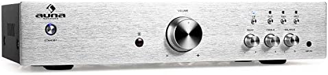 AUNA AV2-CD508 - Amplificateur hifi, Ampli home cinema, 600 Watt de Puissance maximale, Égaliseur à Deux Bandes, Aux-in, 3 entrées Stéréo-RCA-Line, Argent Fiche Technique et Prix au Maroc