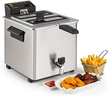 Klarstein Family Fry - Friteuse , 3000W , 8 Litres , Thermostat réglable en continu , Oil Drain Technologie , Zone de refroidissement , Boîtier Cool Touch , Inox , argent Fiche Technique et Prix au Maroc