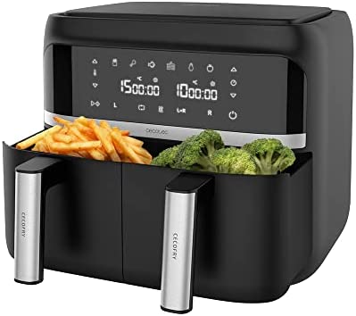 Cecotec Friteuse sans Huile CecoFry Advance Double. Numérique et compacte, avec 9 L de Capacité, 2 paniers avec Contrôle indépendant de la Température et Technologie PerfectCook Fiche Technique et Prix au Maroc