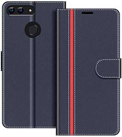 COODIO Coque en Cuir Huawei P Smart 5.65 Pouces, Étui Téléphone Huawei P Smart, Housse Pochette Huawei P Smart Fonction Stand Etui Coque pour Huawei P Smart, Bleu Foncé/Rouge Fiche Technique et Prix au Maroc