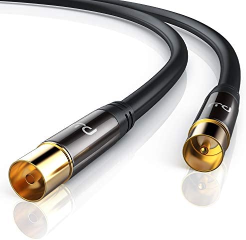 CSL- 5m Câble d'antenne coaxial HDTV, câble antenne TV mâle Femelle, fiches antenne IEC coaxiales, Full HD 4K UHD - Blindage 135dB 75 Ohm -TNT DVB-T DVB-T2 DVB-C DVB-S DVB-S2 Radio FM Dab - Noir Fiche Technique et Prix au Maroc