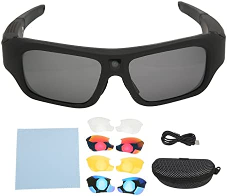 Asixxsix Lunettes de caméra, Mini Lunettes de Soleil d'enregistrement vidéo intelligentes 4K HD, Mini caméra vidéo avec 4 Paires de lentilles pour la randonnée, Le Cyclisme, la pêche, la Moto Fiche Technique et Prix au Maroc