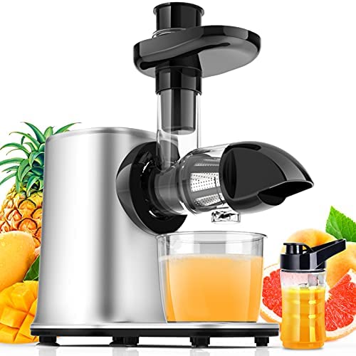 Extracteur de Jus de Fruits et Légumes, Extracteur Jus avec Bouton Marche Arrière, 2 Vitesses au Choix, 150W, Slow Juicer Presse à Froid Machine, avec Tasse à Jus et Brosse de Nettoyage, Sans BPA Fiche Technique et Prix au Maroc