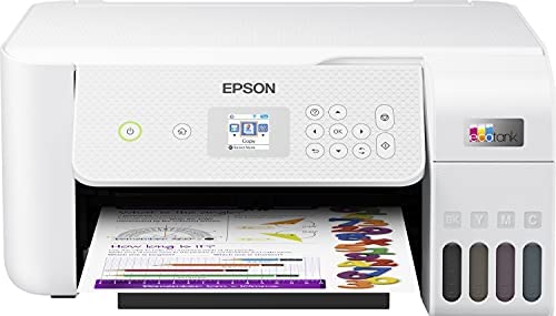 Epson Imprimante EcoTank ET-2826 avec réservoirs, Multifonction 3-en-1: Imprimante / Scanner / Copieur, A4, Jet d'encre couleur, Wifi Direct, Ecran, Faible coût par page, Kit d'encre inclus, Compact Fiche Technique et Prix au Maroc