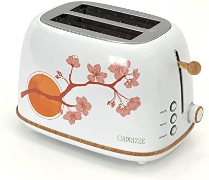 CAPRIZZE Grille Pain Kaito Double Fente Extra de 3,8 cm et 13,5 cm de long, 6 Niveaux de Grill, Multifonction, Décoration Florale Effet Bois Blanc Mat Fiche Technique et Prix au Maroc