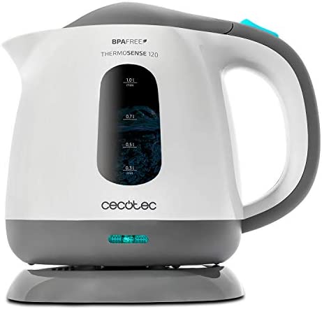 Cecotec Bouilloire électrique ThermoSense 120, 1 litre, Sans BPA, 1100 W, Base 360 ​​°, Filtre anticalcaire, Système de sécurité double, 1 litre, Plastique Fiche Technique et Prix au Maroc