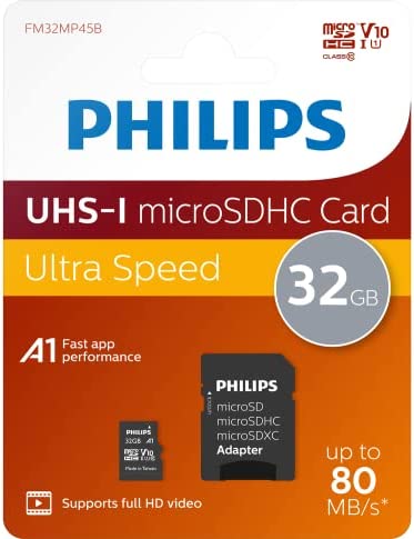 Carte Philips Micro SDHC 32 Go Classe 10 INCL. Adaptateur UHS-I U1 Fiche Technique et Prix au Maroc